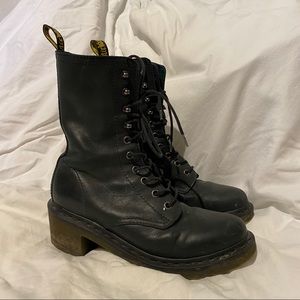 EMERALD GREEN HEELED PLATFORM DOC MARTENS